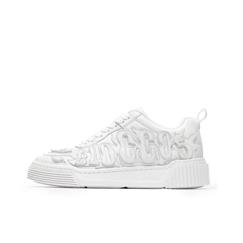 BLOCCO5 Letter Shoes Stylish Skateboarding Shoes Unisex White-0