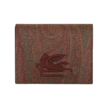 ETRO Embroidery Card Holder, Wallet Small Size Women's Red