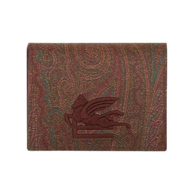 ETRO Embroidery Card Holder, Wallet Small Size Women's Red-0
