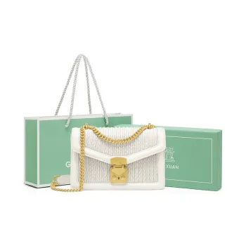 Gong Xuan Sheepskin Small Square Bag Shoulder Bag, Crossbody Bag Women's Yuntian Milkshake