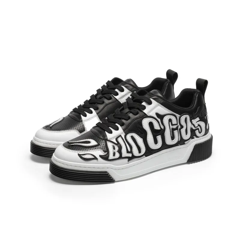 BLOCCO5 Letter Shoes Stylish Skateboarding Shoes Unisex Black-1