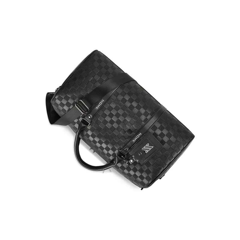 NOMK PU Leather Gym Bag, Laptop Bag, Luggage Bag, Travel Bag, Shoulder Bag, Crossbody Bag, Handbag Tubas Unisex Black-5
