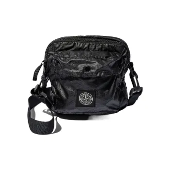 STONE ISLAND Cotton Crossbody Bag, Shoulder Bag Unisex Black