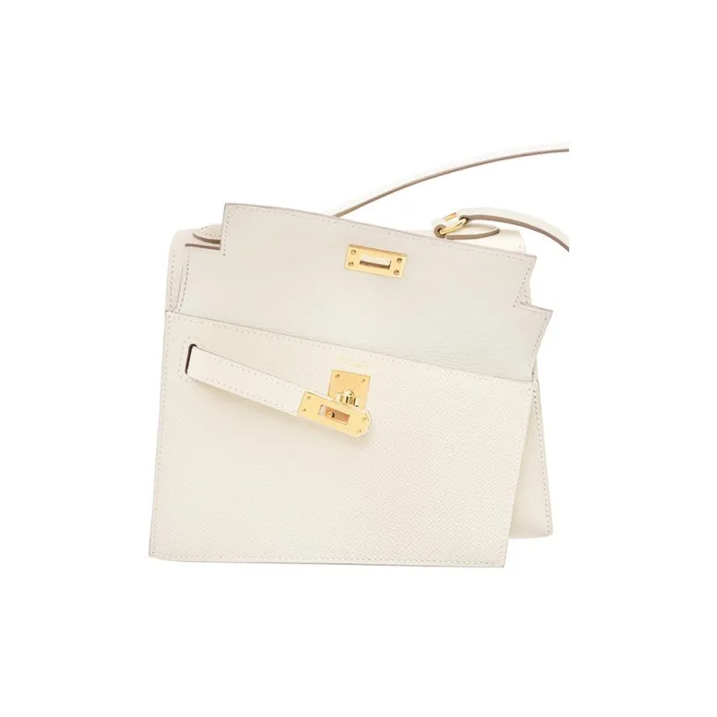 HERMES Kelly Epsom Leather Handbag Shoulder Bag Crossbody Bag Women's 10 Craie Milkshake White-3
