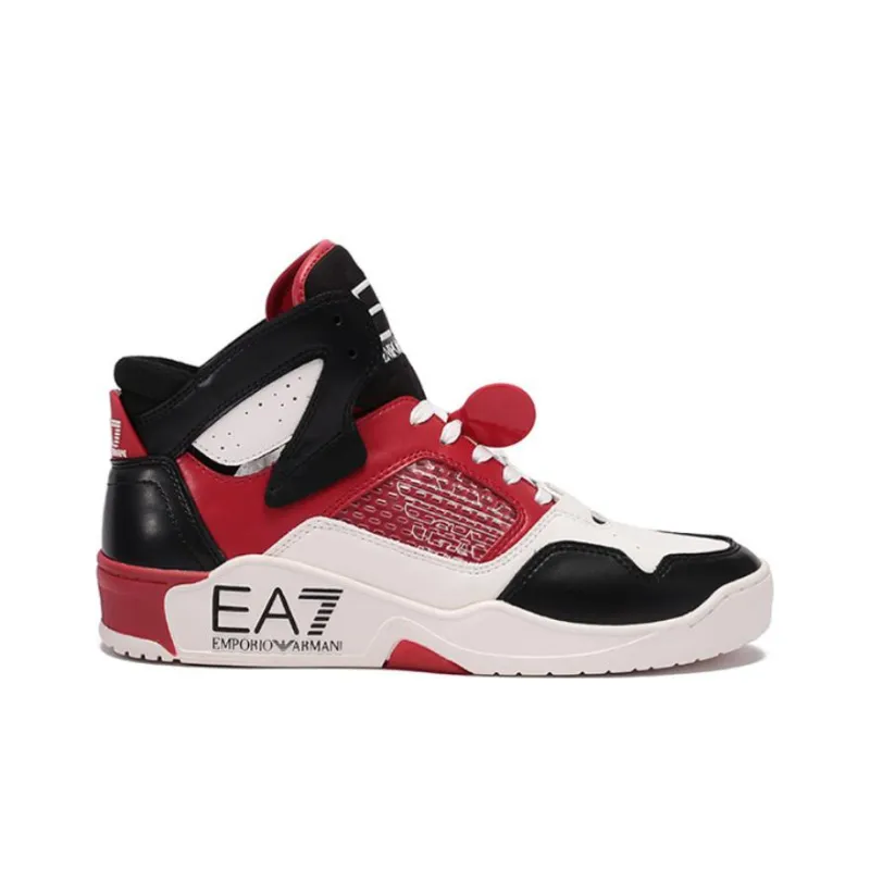 EMPORIO ARMANI Stylish Skateboarding Shoes Unisex Red Black White-1