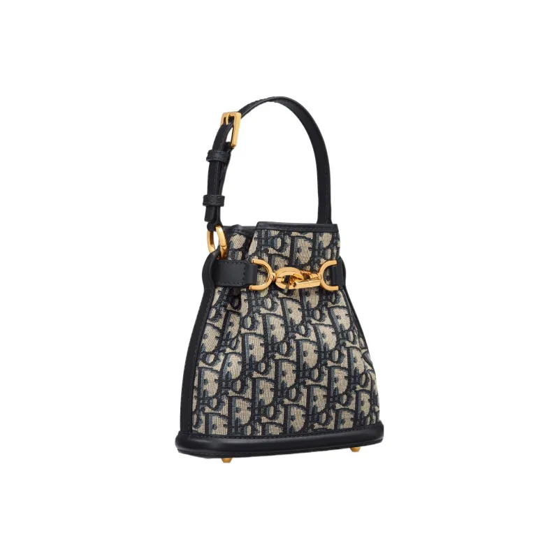 DIOR C'est Dior Leather Bucket Bag, Handbag, Shoulder Bag Small Size Women's Blue-1