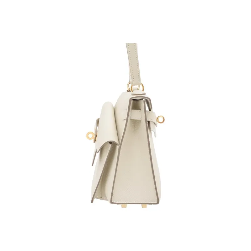 HERMES Kelly Epsom Leather Handbag Shoulder Bag Crossbody Bag Women's 10 Craie Milkshake White-5