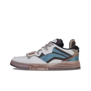 LiNing Wave Pro Bronze Anti Slip And Wear Resistant Lightweight Low Top Skateboard Shoes Men's Blue Umber