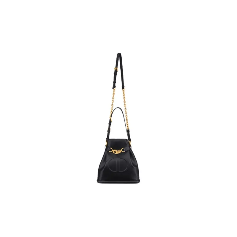 DIOR C'est Dior Old Cow Leather Bucket Bag, Handbag, Shoulder Bag Women's Black-4