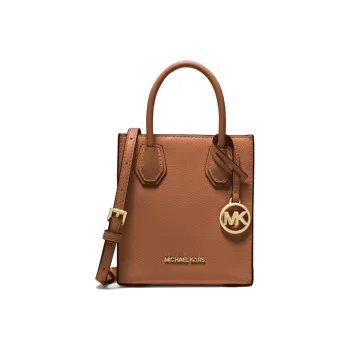 MICHAEL KORS Mercer Leather Tote Bag, Shopping Bag, Crossbody Bag, Handbag Mini Women's Cowhide Brown