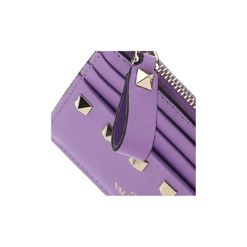 Valentino Smooth Calf Leather Coin Purses Card Holders Regular Women's Purple-5
