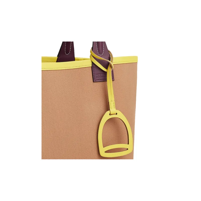 HERMES Steeple Canvas With Swift Calfskin Canvas Bag Handbags Women's Maraschino Tea/Blackcurrant/Lime-4