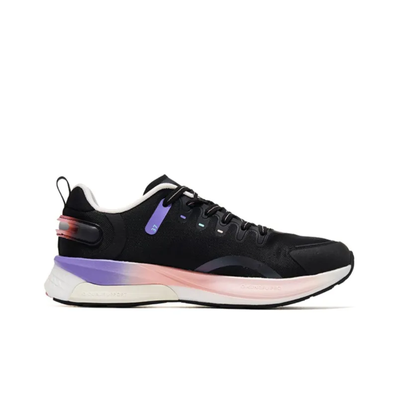 QIAODAN Shadow S Type Slip Resistant Lightweight Rebound Low Top Running Shoes Women's Black Pink Purple-1