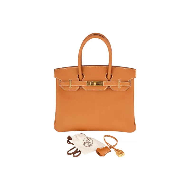 HERMES Birkin Epsom Cow Leather Birkin Bag Handbags Regular Women's 37 Gold Gold Brown-4