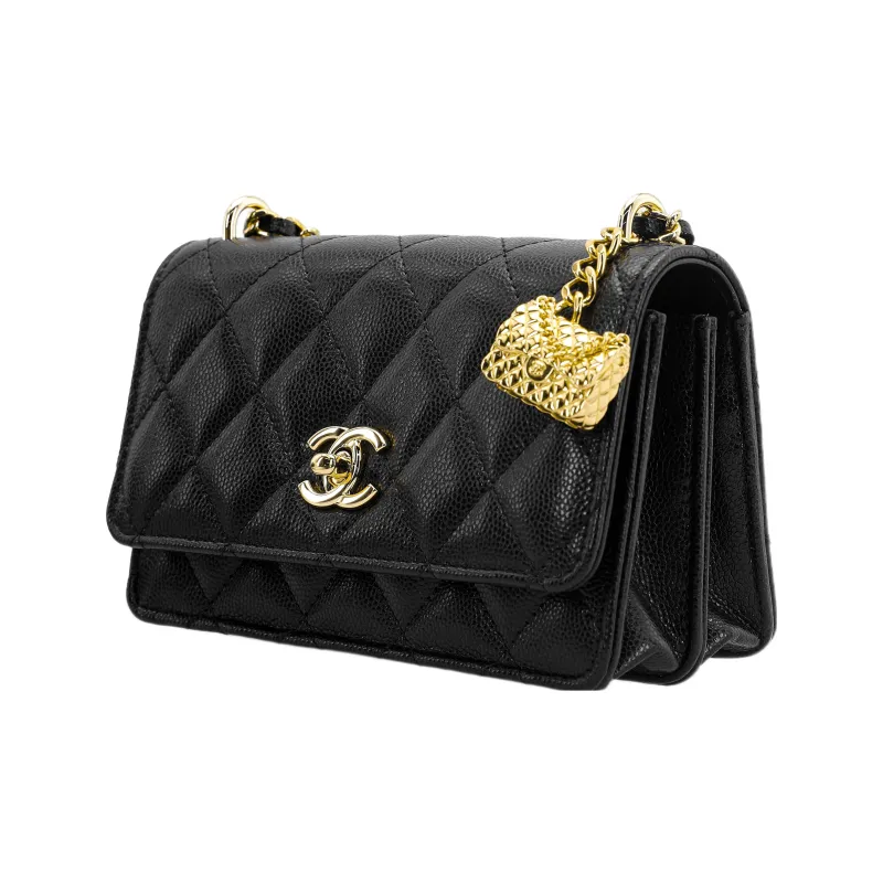 CHANEL Mini Wallet On Chain With Bag Charm Black-1