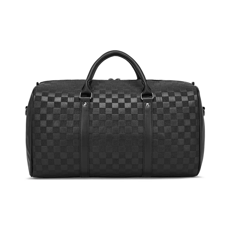 NOMK PU Leather Gym Bag, Laptop Bag, Luggage Bag, Travel Bag, Shoulder Bag, Crossbody Bag, Handbag Tubas Unisex Black-3