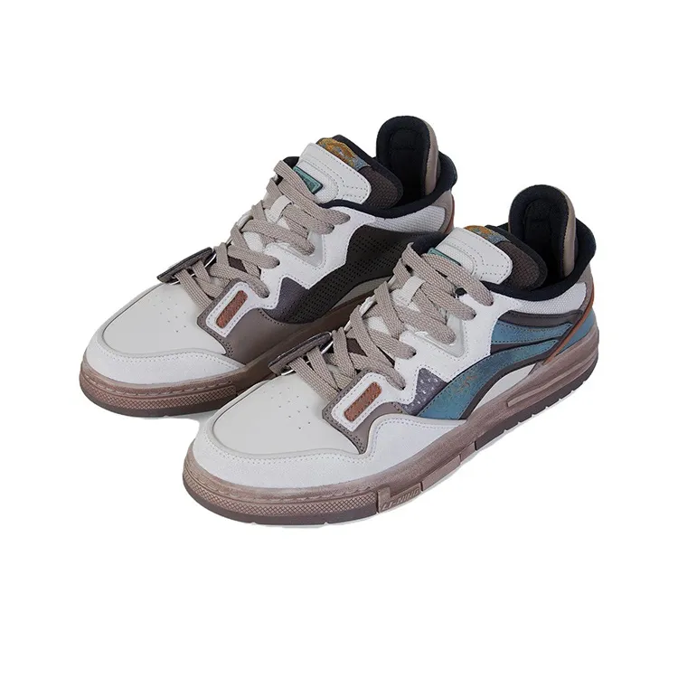 LiNing Wave Pro Bronze Anti-Slip And Wear-Resistant Lightweight Low-Top Skateboard Shoes Men's Blue Umber-2