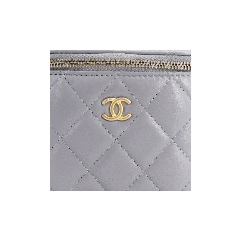 CHANEL Sheepskin With Tweed Shoulder Bag, Crossbody Bag Women's Gray-5