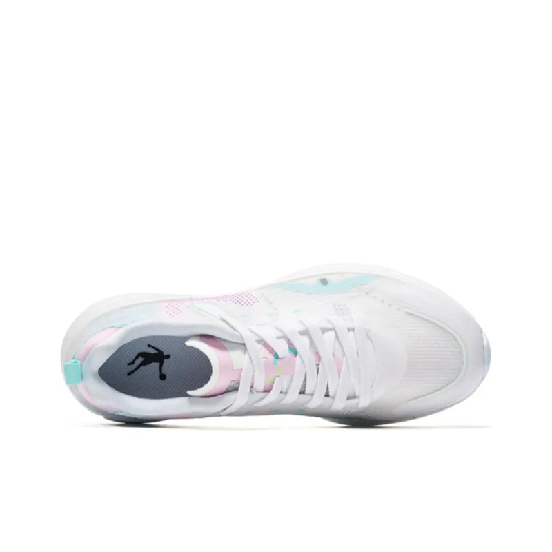 QIAODAN Shadow S Type Anti Slip Wear Resistant Low Top Running Shoes Women's White Pink Blue-3