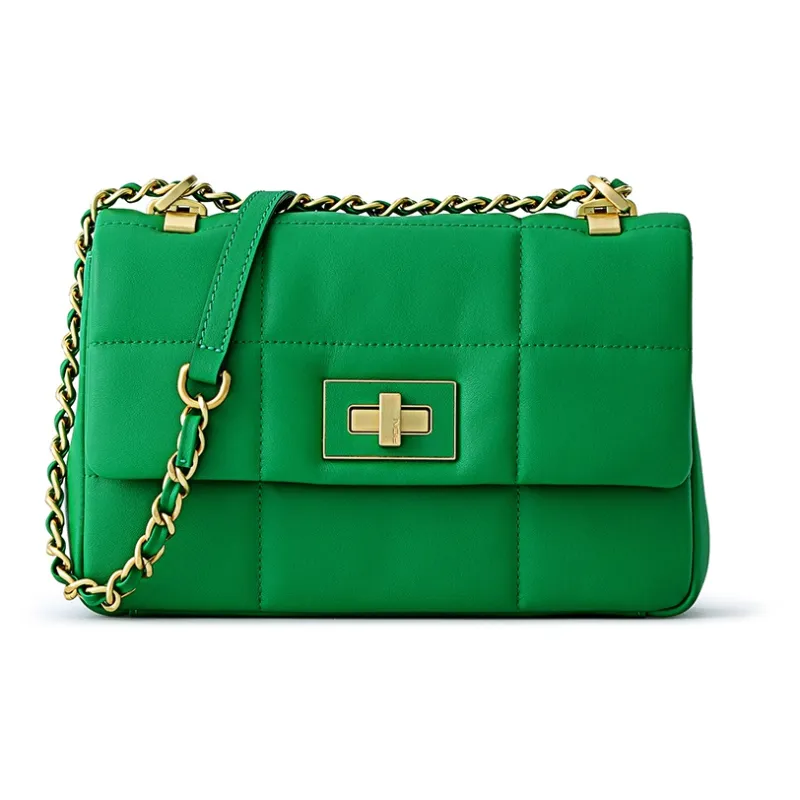 FION Genuine Leather Chain Small Square Bag, Shoulder Bag, Crossbody Bag Women's-17