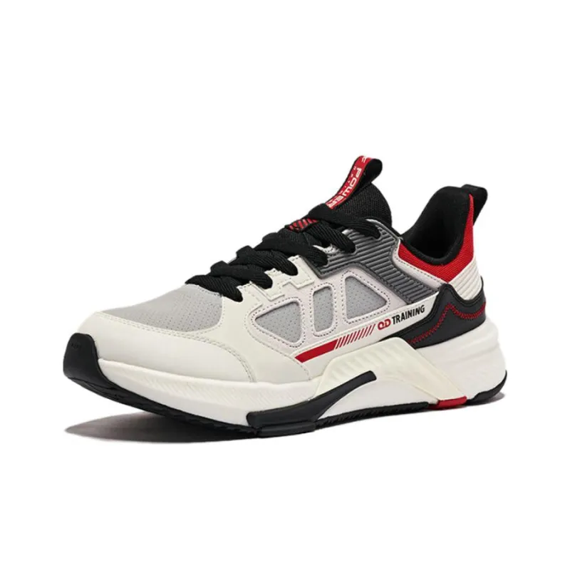 QIAODAN Gladiator 1.0 Anti Slip Wear Resistant Low Top Running Shoes Men's White Black Red-2