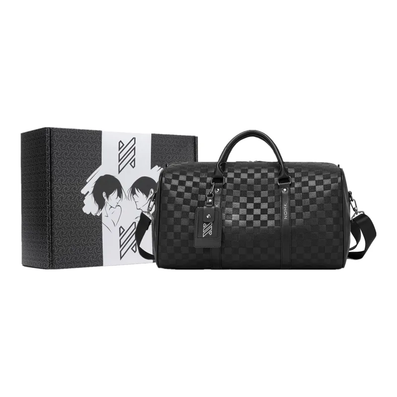 NOMK PU Leather Gym Bag, Laptop Bag, Luggage Bag, Travel Bag, Shoulder Bag, Crossbody Bag, Handbag Tubas Unisex Black-7