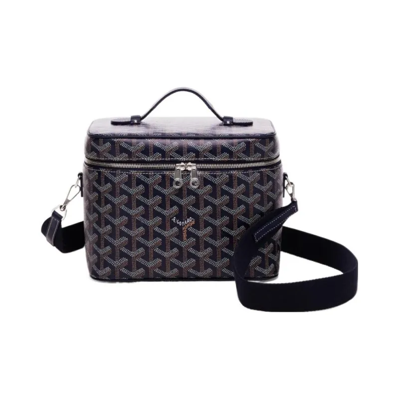 GOYARD Polyester Cotton Blend With Clamecy Cow Leather Bag Strap Unisex Marine Blue-2