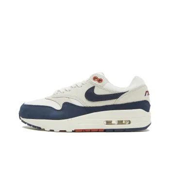 Nike Air Max 1 LX 'White Navy Orange' Durable Breathable Low Top Sports Casual Shoes Men's White Blue