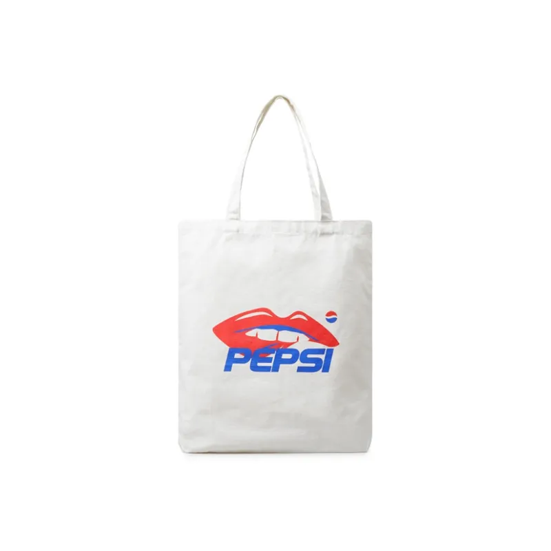 Pepsi Fabric Canvas Bag, Shoulder Bag Unisex Black/Ecru-5