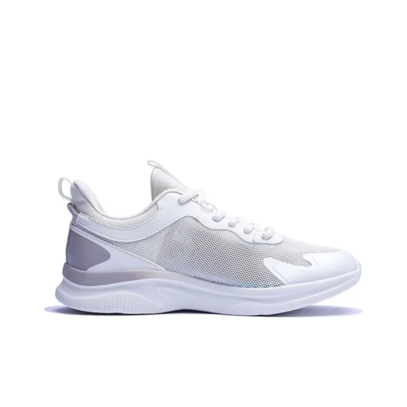 QIAODAN Rebound Wear Resistant Lightweight Low Top Running Shoes Men's White Silver-1