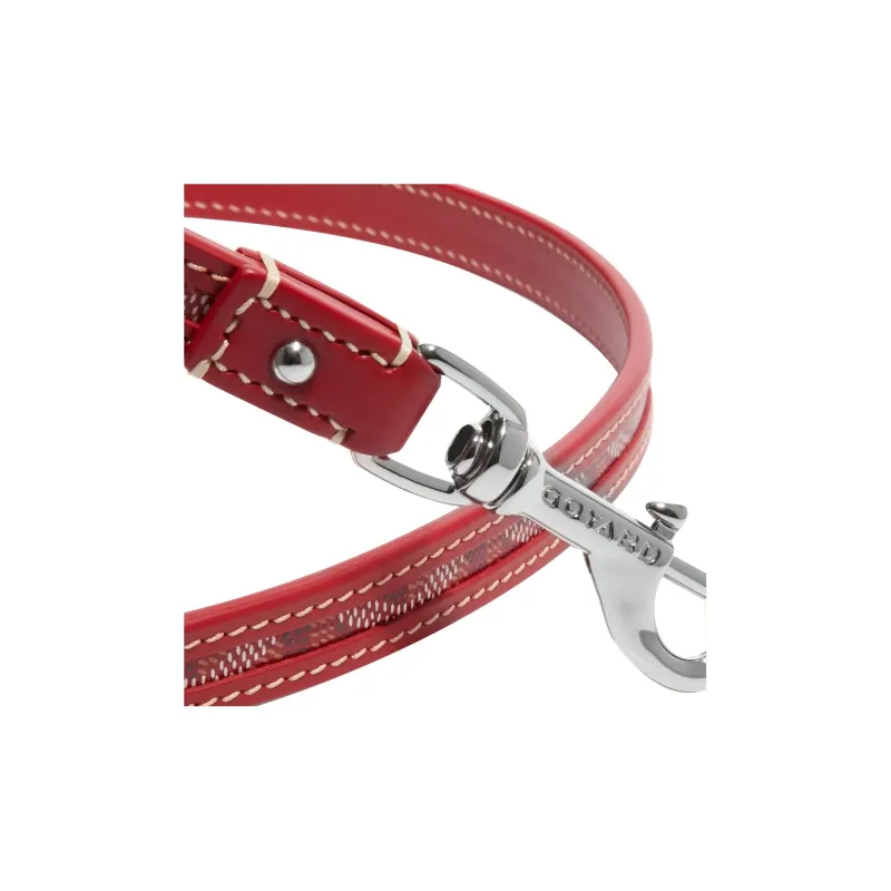 GOYARD Goyardine Canvas With Clamecy Cow Leather Dog's Teeth Leash With Carrying Strap Unisex Red-1