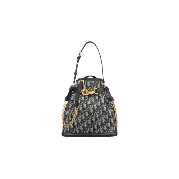 DIOR C'est Dior Oblique Print Cow Leather Patchwork Bucket Bag Portable Crossbody Bag Shoulder Bag Women's Blue