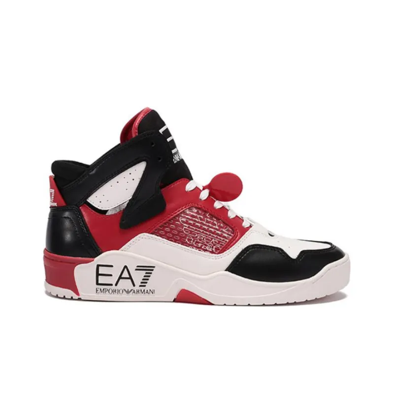 EMPORIO ARMANI Stylish Skateboarding Shoes Unisex Red Black White-4