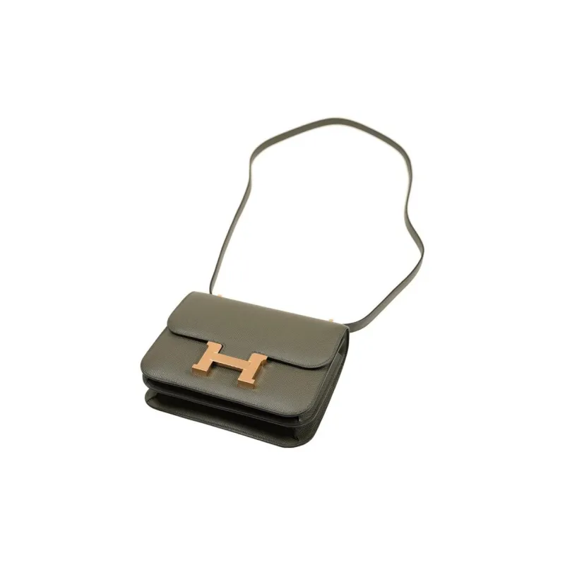 HERMES Constance Epsom Leather KangKang Shoulder Bag Crossbody Bag Regular Women's C6 Vert De Gris Gray Green-3