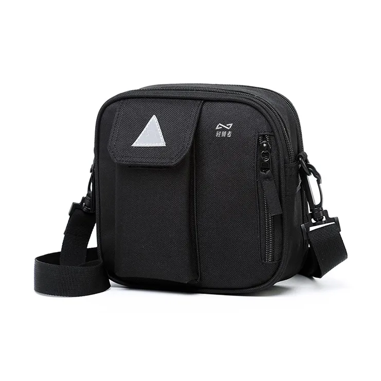 QING QI ZHE Polyamide Small Square Bag Cell Phone Pouch Shoulder Bag Crossbody Bag Regular Unisex Black-1