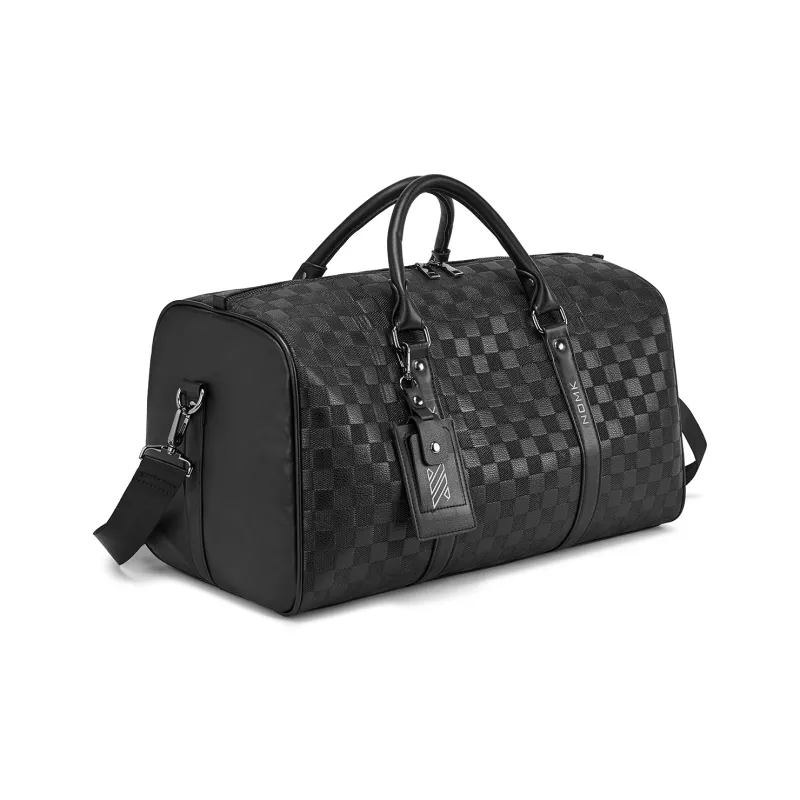 NOMK PU Leather Gym Bag, Laptop Bag, Luggage Bag, Travel Bag, Shoulder Bag, Crossbody Bag, Handbag Tubas Unisex Black-1