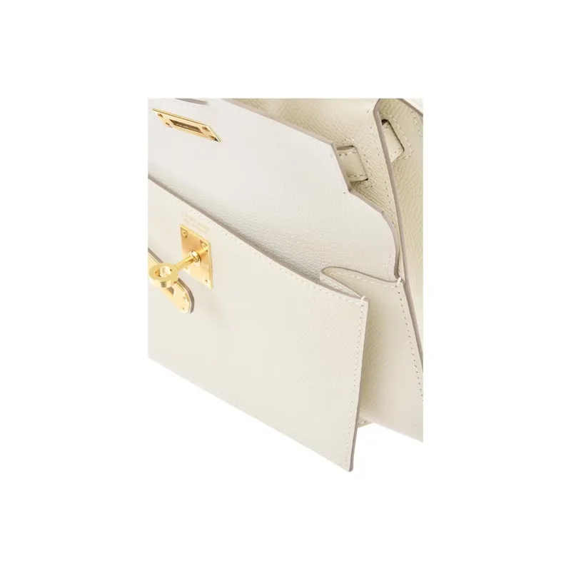 HERMES Kelly Epsom Leather Handbag Shoulder Bag Crossbody Bag Women's 10 Craie Milkshake White-8
