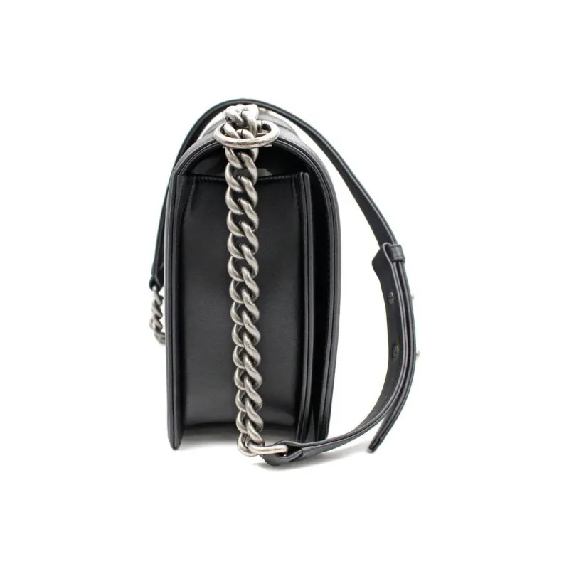 CHANEL Leboy Grain Embossed Calfskin Shoulder Bag, Crossbody Bag Tubas Unisex Black-2