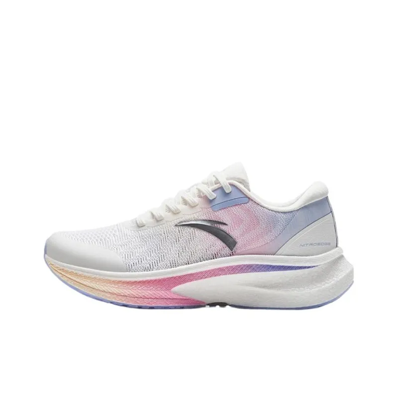 Anta Champion Series Anti Slip Wear Resistant Low Top Running Shoes Women's White Blue Pink-0