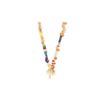PALM ANGELS Logo Pendant Beaded Necklace