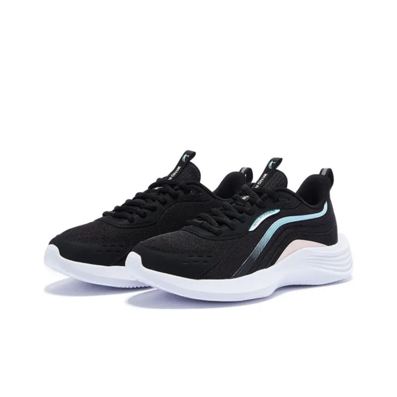 QIAODAN Slip Resistant Lightweight Rebound Low Top Running Shoes Women's Black Pink Blue-2