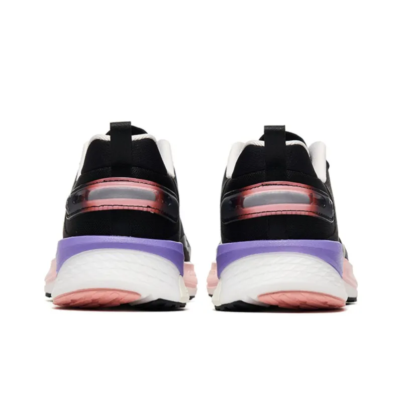 QIAODAN Shadow S Type Slip Resistant Lightweight Rebound Low Top Running Shoes Women's Black Pink Purple-4