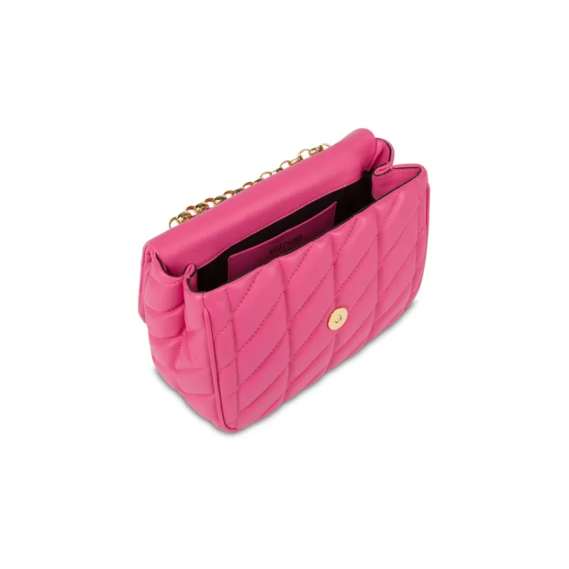MOSCHINO Calfskin Shoulder Bag, Crossbody Bag Women's Pink-2