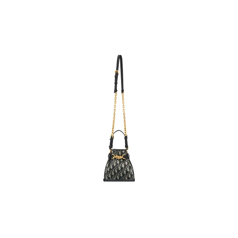 DIOR C'est Dior Leather Bucket Bag, Handbag, Shoulder Bag Small Size Women's Blue-3