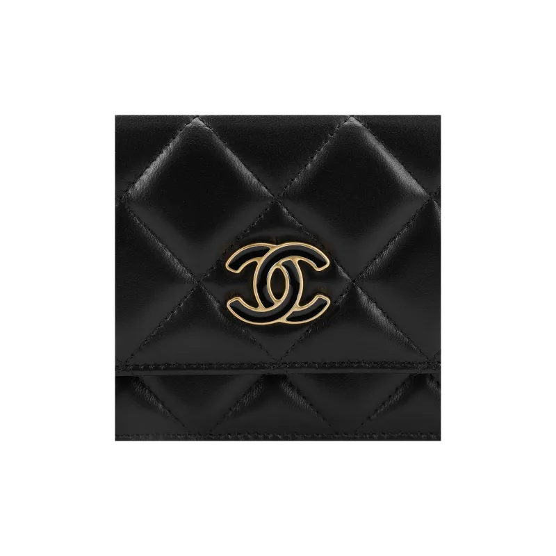 CHANEL WOC Metal Sheepskin One Shoulder Crossbody Clutch Women's Black-4