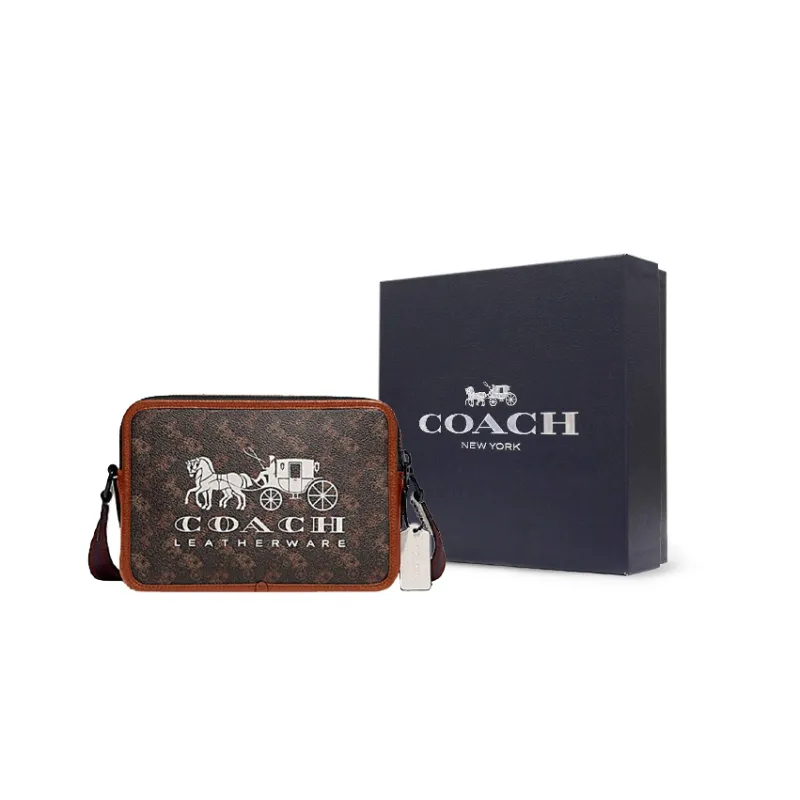 COACH Charter Artificial Leather Camera Bag Shoulder Bag Crossbody Bag Medium Size Men's Dark Brown-6