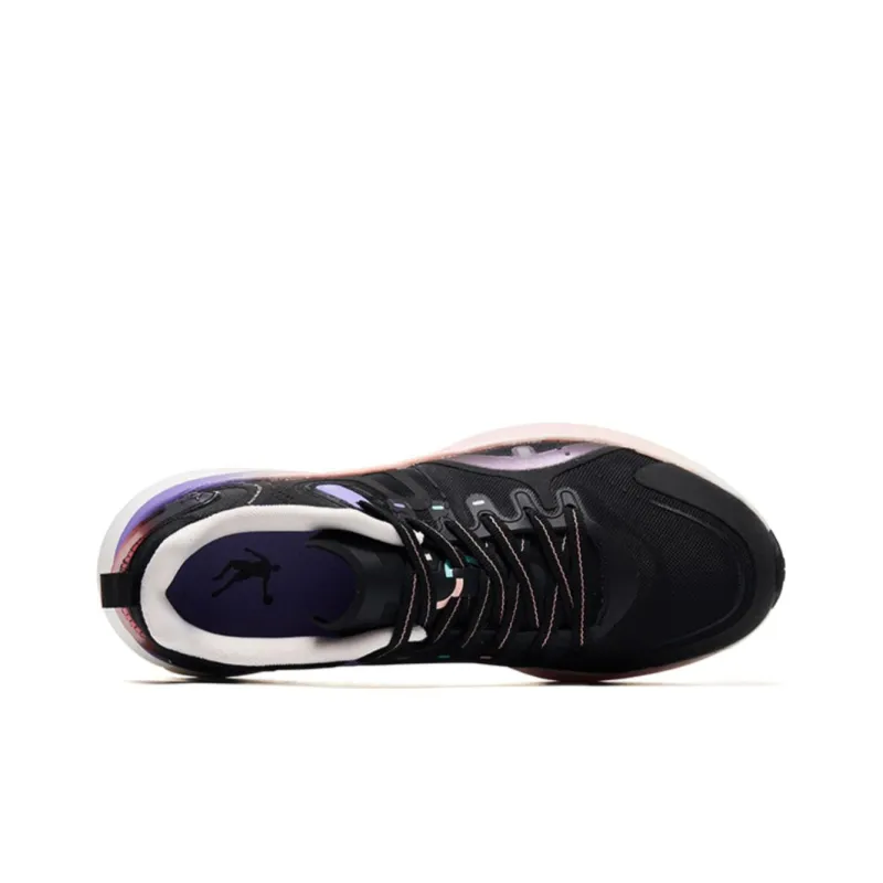 QIAODAN Shadow S Type Slip Resistant Lightweight Rebound Low Top Running Shoes Women's Black Pink Purple-3