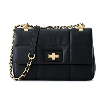 FION Genuine Leather Chain Small Square Bag, Shoulder Bag, Crossbody Bag Women's