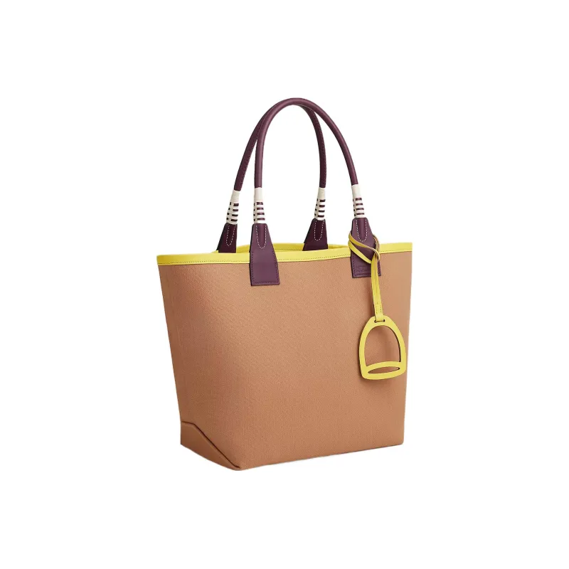 HERMES Steeple Canvas With Swift Calfskin Canvas Bag Handbags Women's Maraschino Tea/Blackcurrant/Lime-1