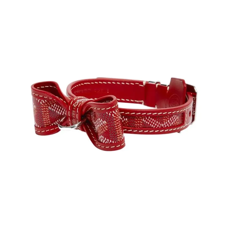 GOYARD OSCAR Goyardine Canvas With Clamecy Cow Leather Dog's Teeth Collar Bag Accessory Unisex Red-0